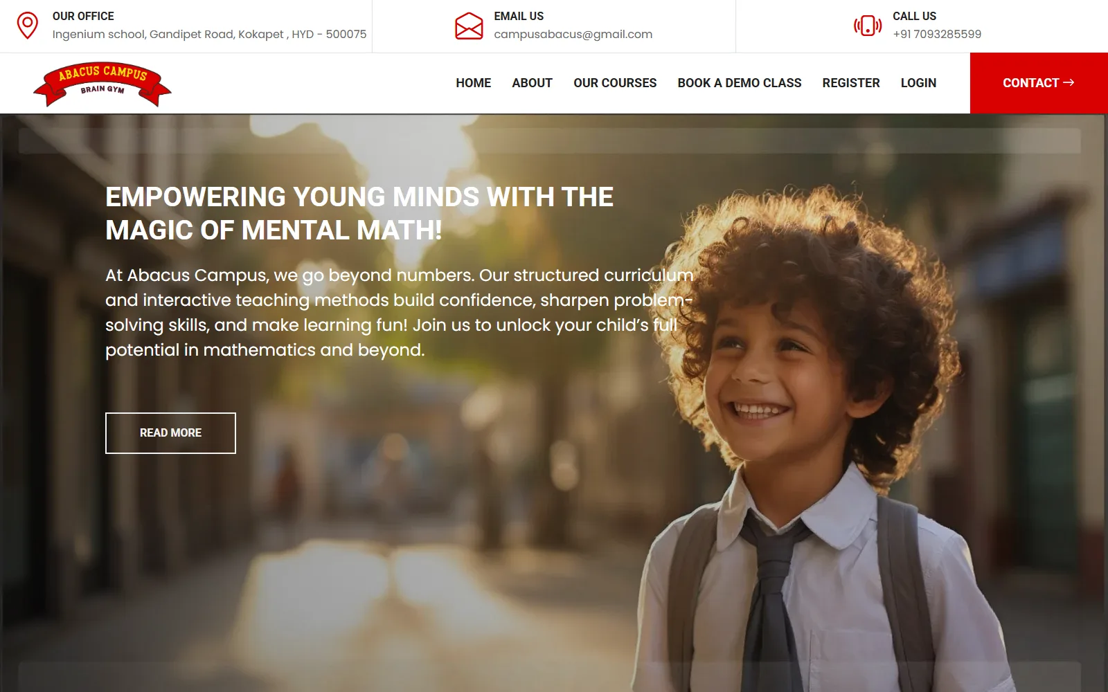 Abacus Campus educational institute website — built by Kode studio