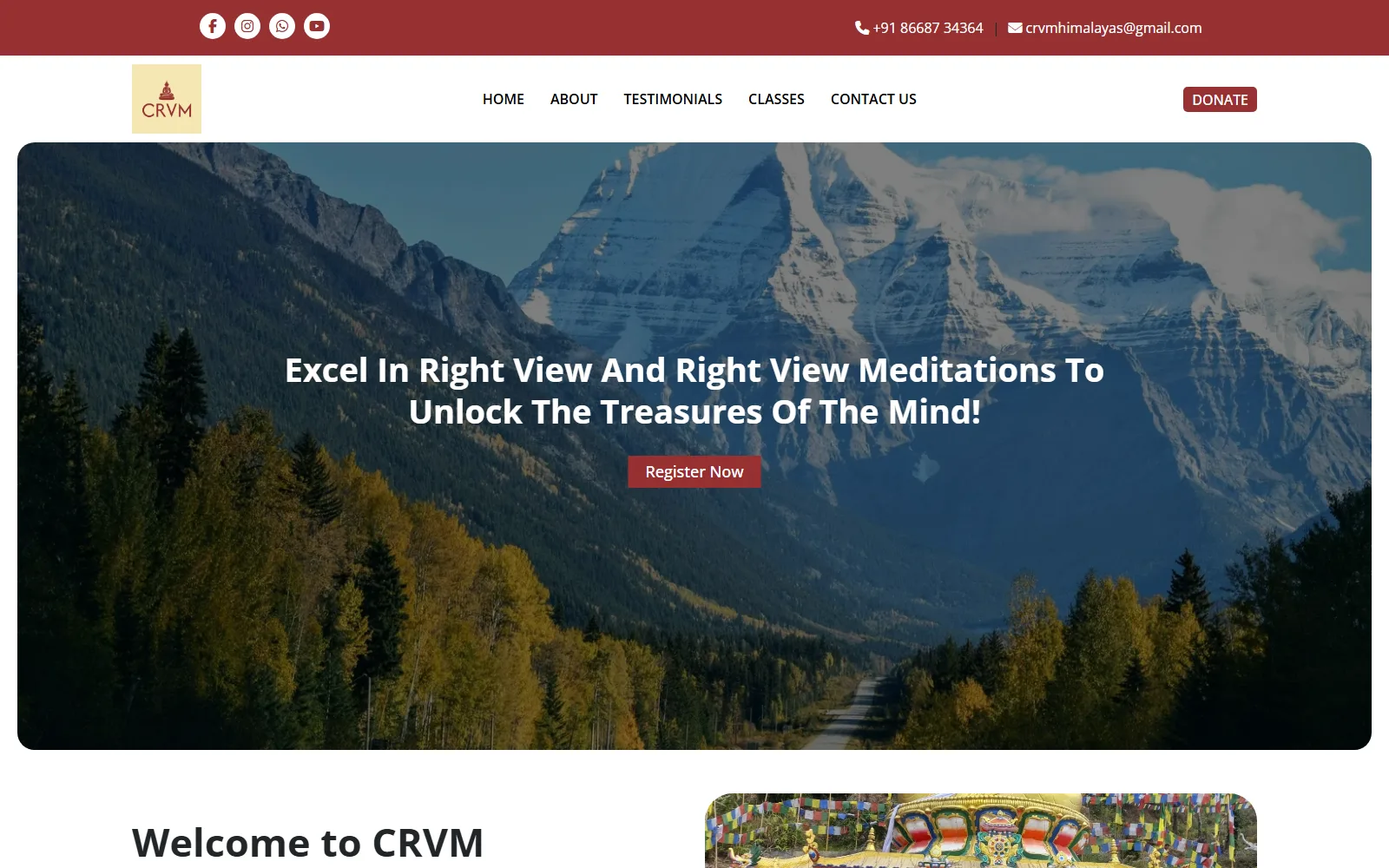 CRVM Himalayas non-profit organization website — built by Kode studio