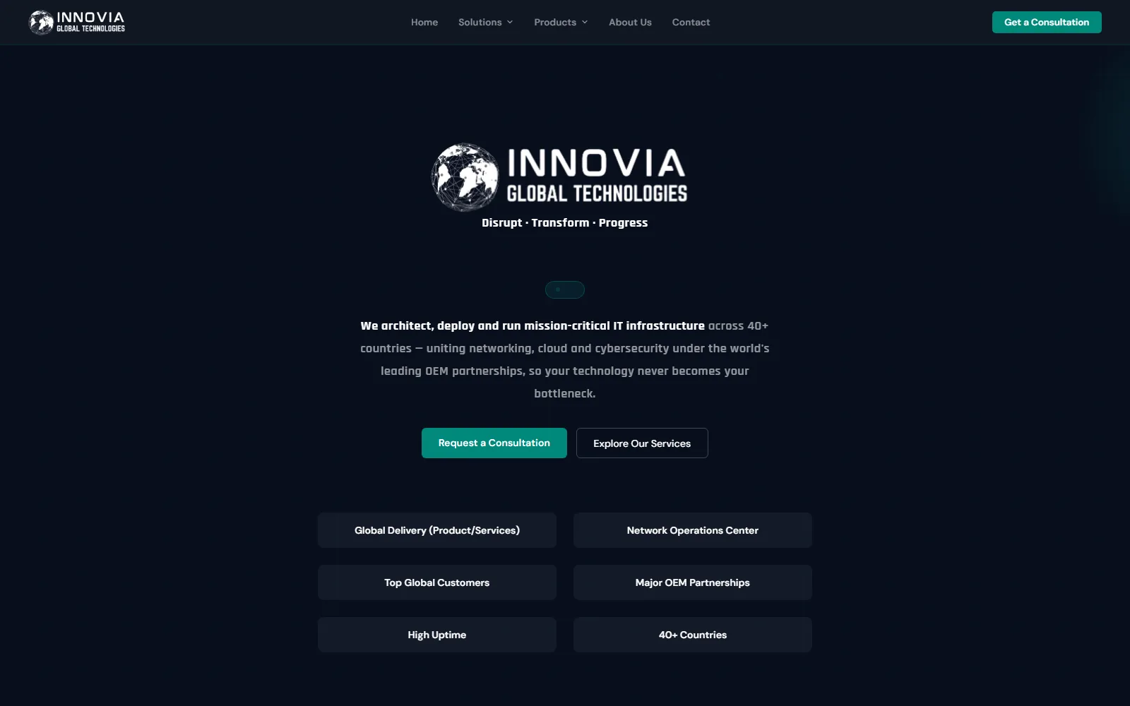 Innovia corporate technology business website — built by Kode studio