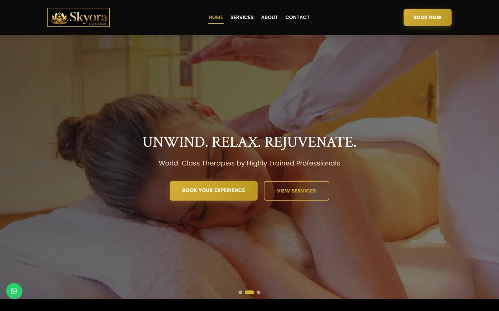 Skyora Spa wellness center website — built by Kode studio