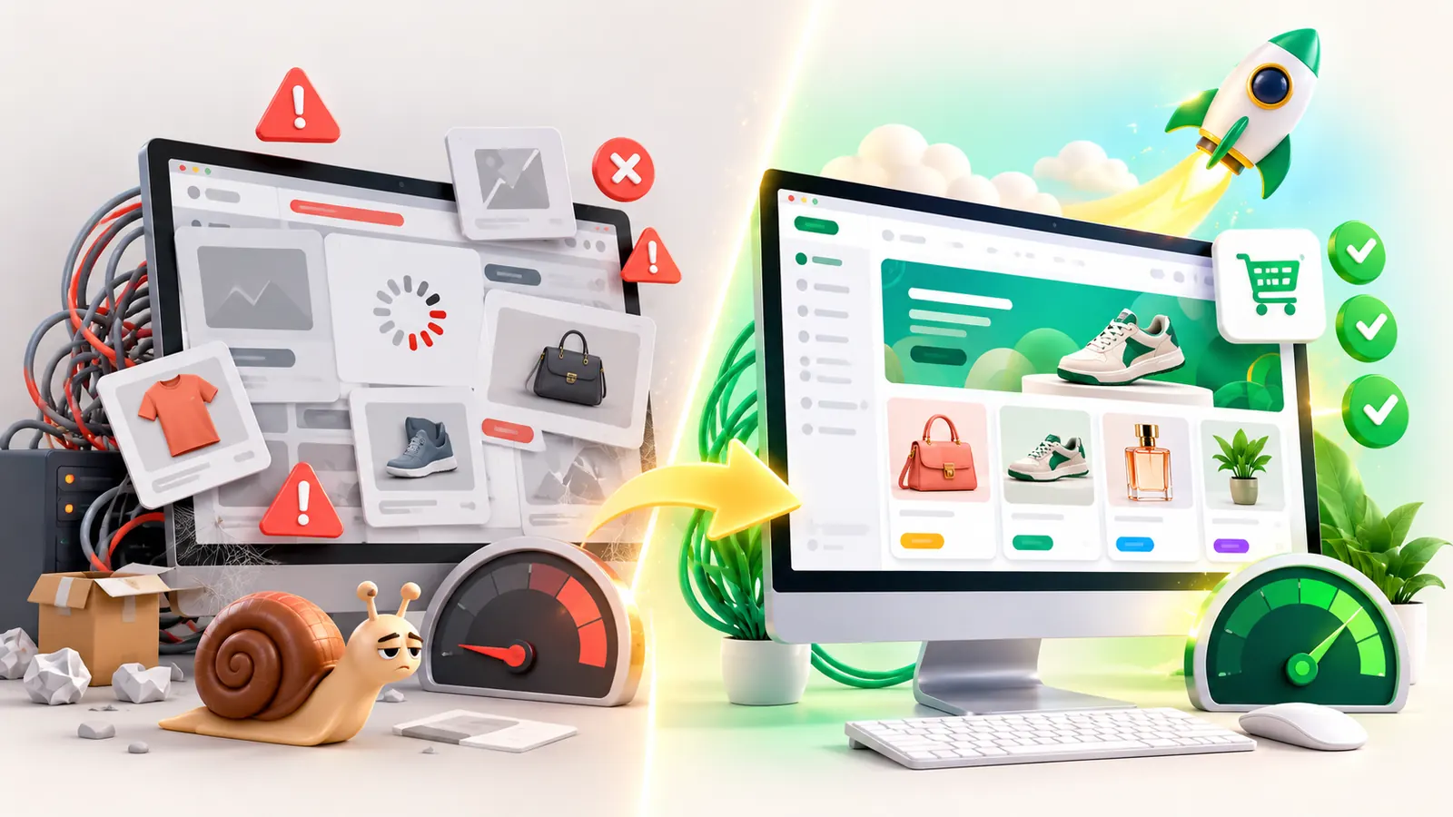 Illustration of WooCommerce speed optimisation and plugin integrations